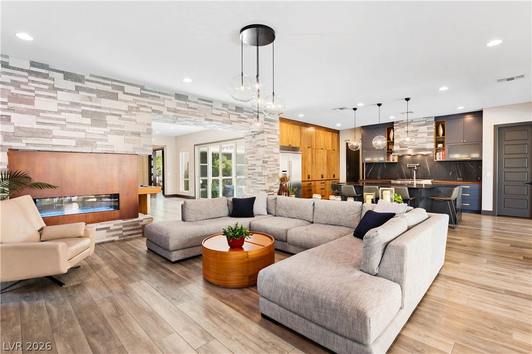 2999 The Peaks Lane, Las Vegas, NV 89138 An open floorplan seamlessly connects the living space and kitchen.