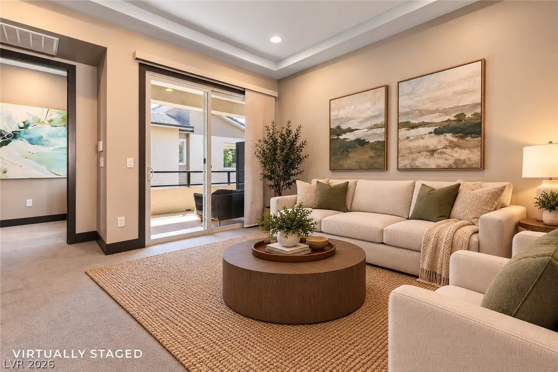 2999 The Peaks Lane, Las Vegas, NV 89138 Virtually staged sitting area in the primary bedroom