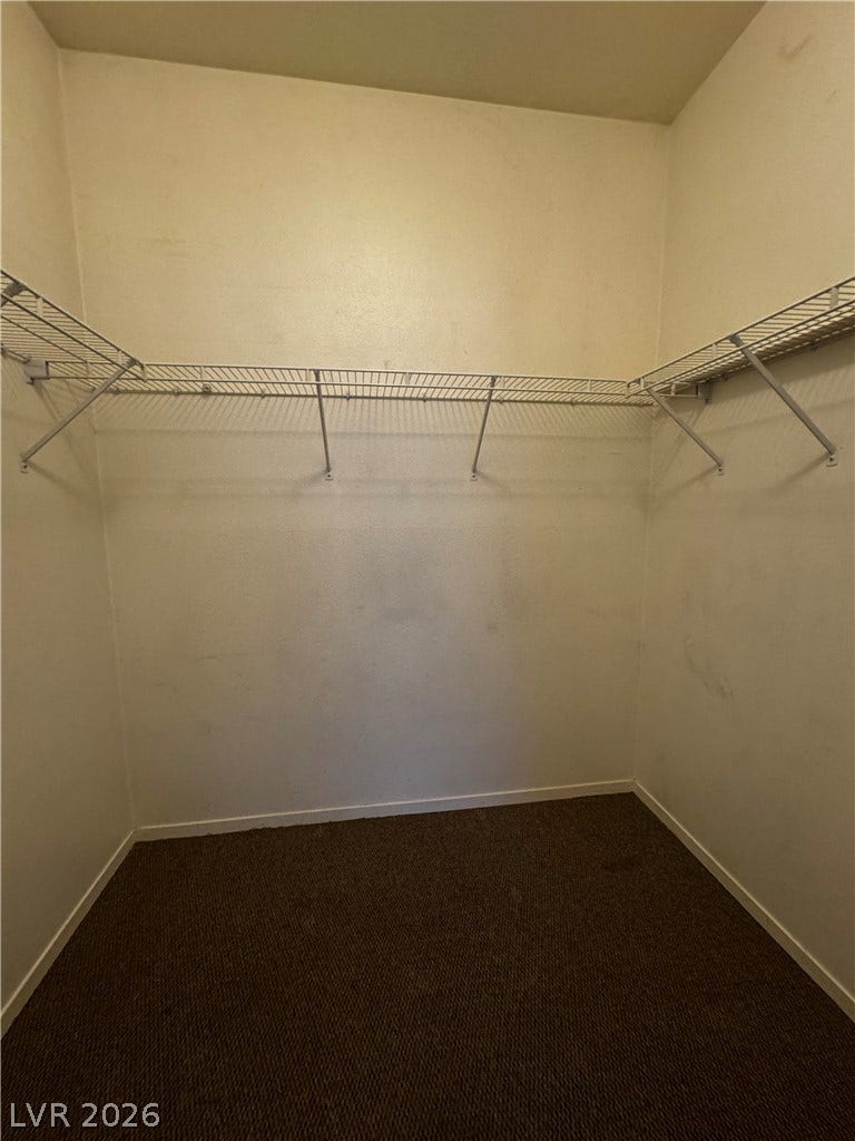 1900 N Torrey Pines Drive, #101, Las Vegas, NV 89108 Wire shelving wraps around this functional storage space featuring carpeted flooring.