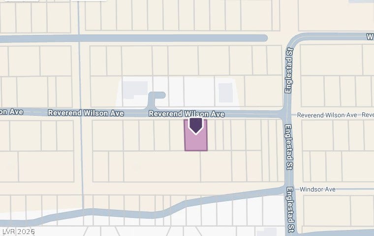 0 Reverend Wilson Ave, North Las Vegas, NV 89030 A detailed map view highlights the exact location and boundaries of this property.