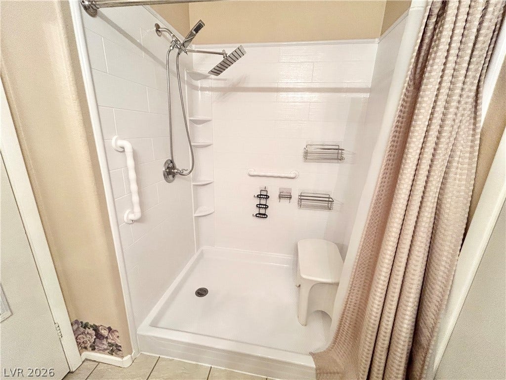5518 Ramirez Street, North Las Vegas, NV 89031 Large shower in primary bedroom