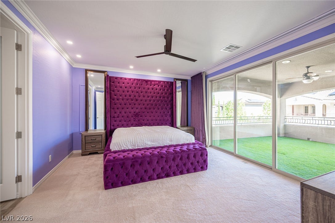 322 Elder View Drive, Las Vegas, NV 89138 Sliding glass doors open from this bedroom directly onto a spacious private balcony.