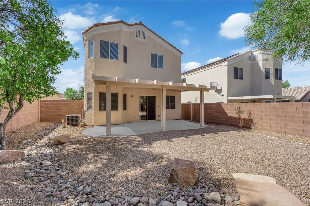 1158 Ekalaka Road, Henderson, NV 89052 A spacious covered patio overlooks the low-maintenance desert landscaping in this private backyard.