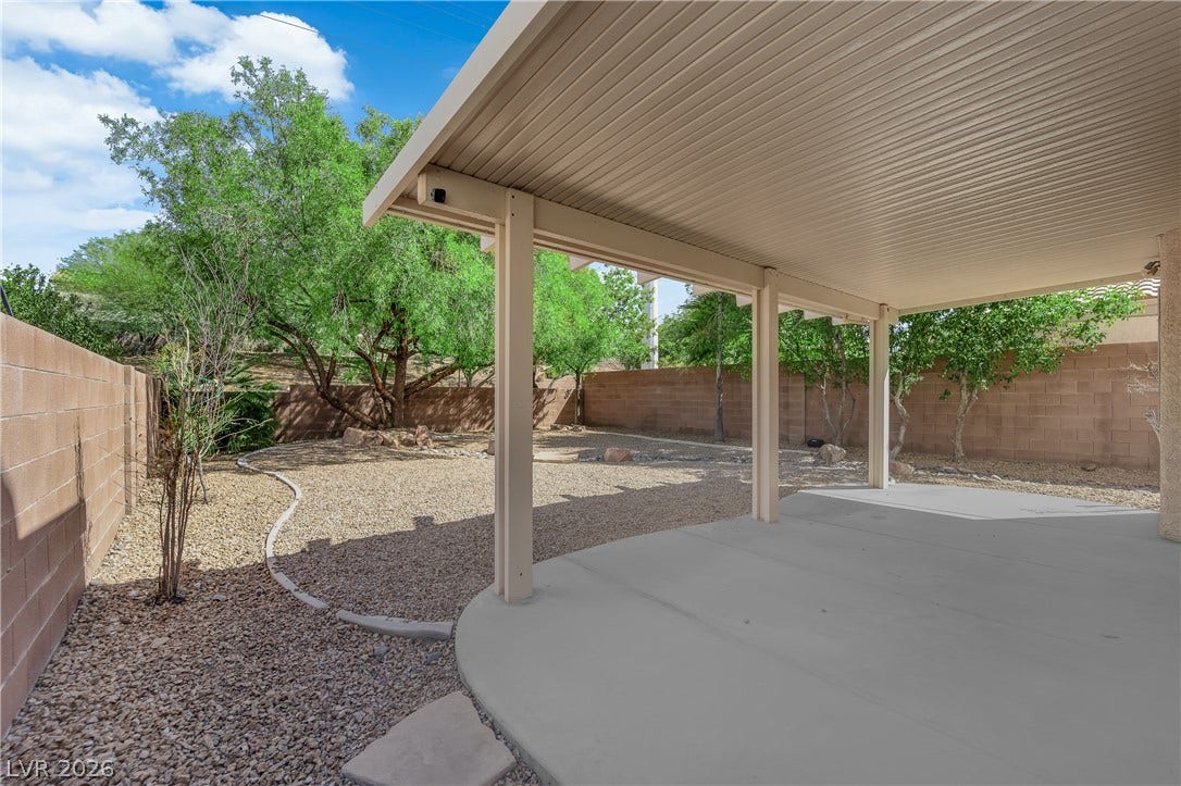 1158 Ekalaka Road, Henderson, NV 89052 A spacious covered patio overlooks the low-maintenance gravel yard enclosed by privacy walls.