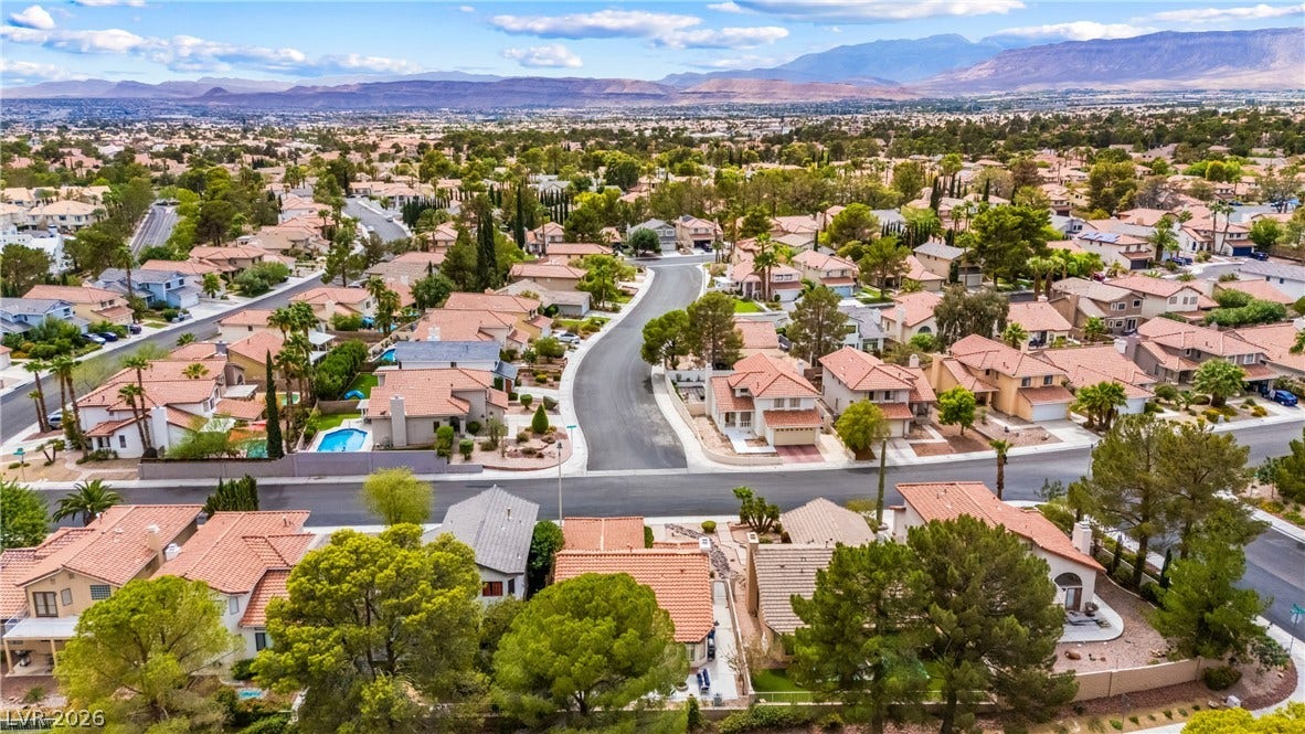 Panoramic mountain and neighborhood views overlook this peaceful residential enclave.