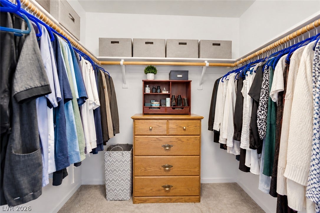 1520 Frank Aved Street, #201, Las Vegas, NV 89110 Ample storage options define this neat and functional walk-in closet space with wall shelving.
