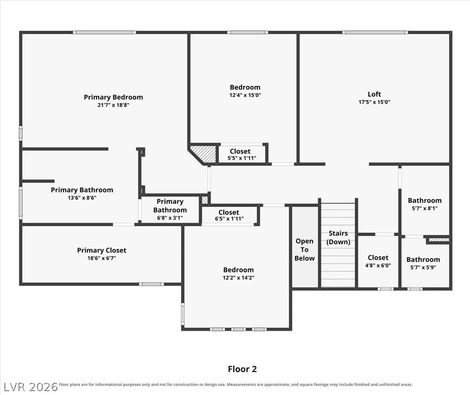 6329 Snow Cactus Street, North Las Vegas, NV 89031 Detailed architectural layout showcasing the spacious upper level bedrooms and functional loft area.