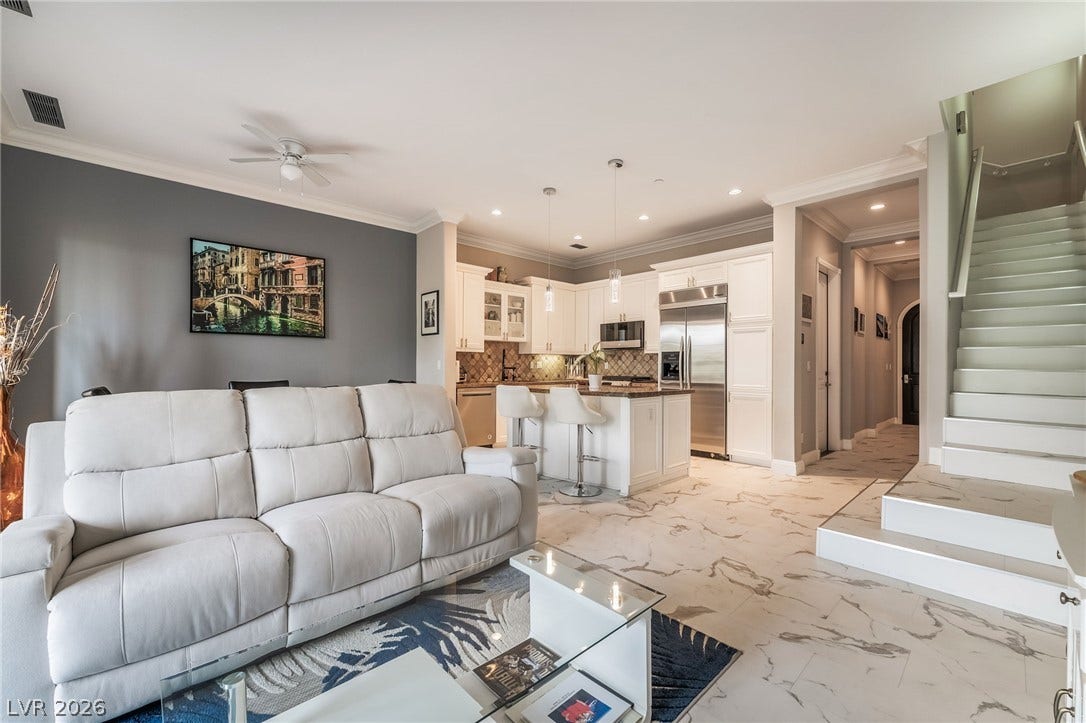 30 Via Vasari, #103, Henderson, NV 89011 modern, open-concept living space and kitchen.