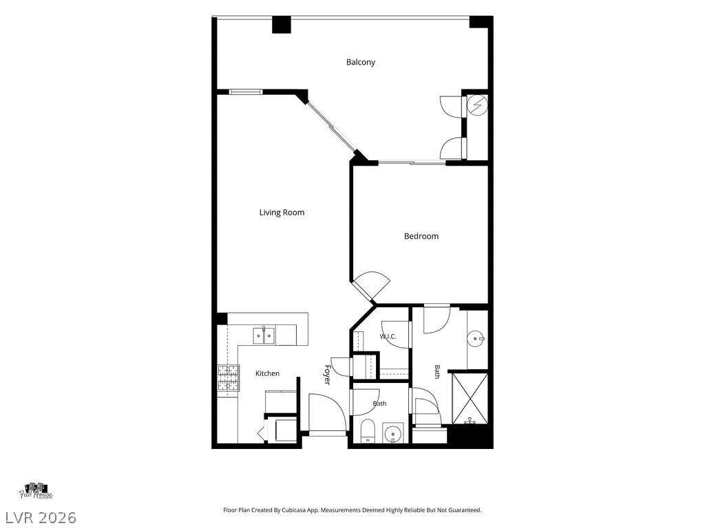 47 E Agate Avenue, #301, Las Vegas, NV 89123 A detailed layout showcases the spatial relationship between the living spaces and the balcony.
