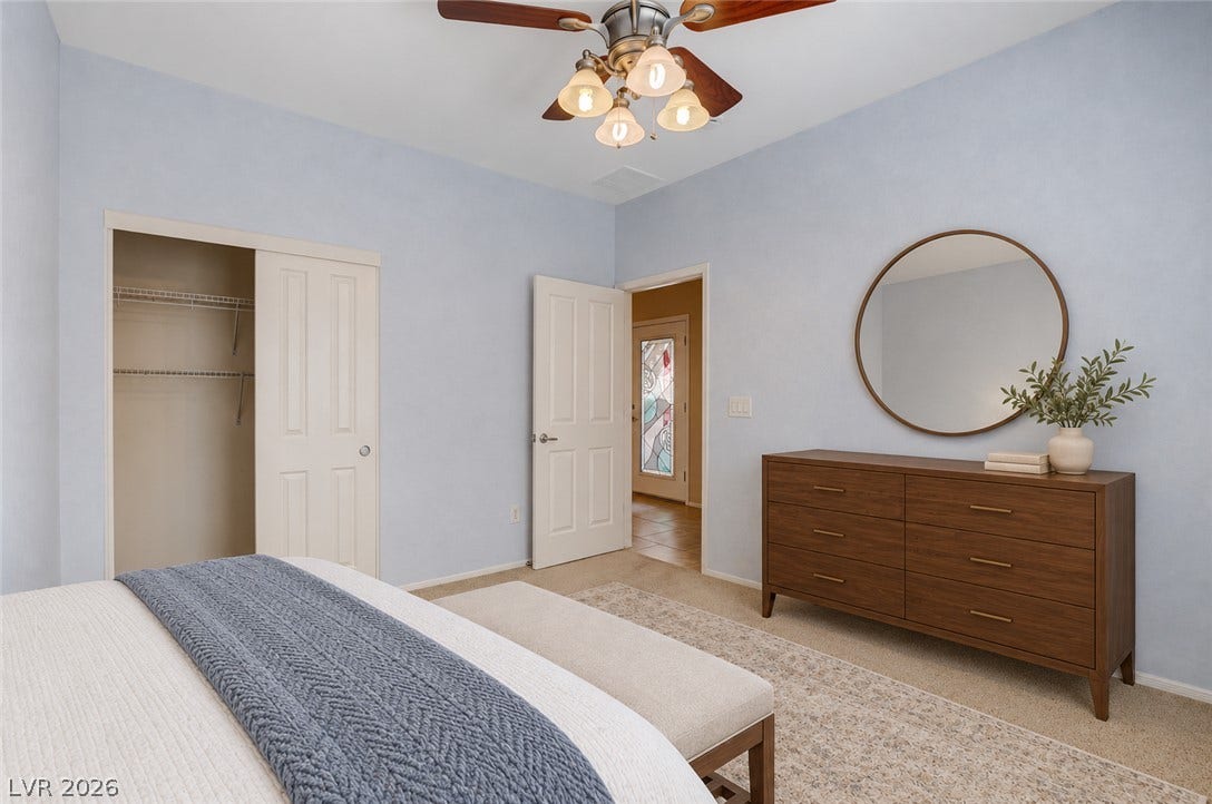 2612 Rock Pigeon Avenue, North Las Vegas, NV 89084 Soft wall tones and wall-to-wall carpeting create a serene and restful atmosphere.