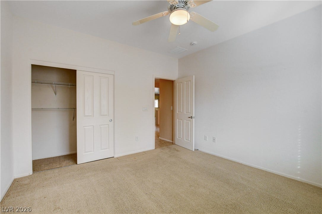 2612 Rock Pigeon Avenue, North Las Vegas, NV 89084 Soft carpeting pairs with neutral walls in this comfortable secondary bedroom.