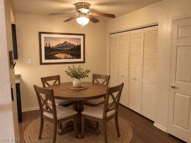 3550 Bay Sands Drive, #1017, Laughlin, NV 89029 VIRTUALLY STAGED. Warm hardwood floors anchor this inviting dining space located just off the kitchen.