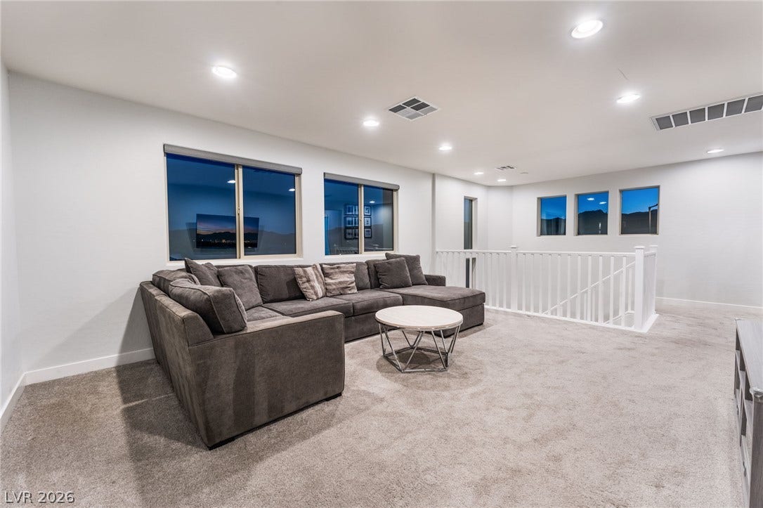 12424 Point Sierra Street, Las Vegas, NV 89138 Plush carpeting underfoot and recessed lighting create a comfortable, inviting upper-level loft area.