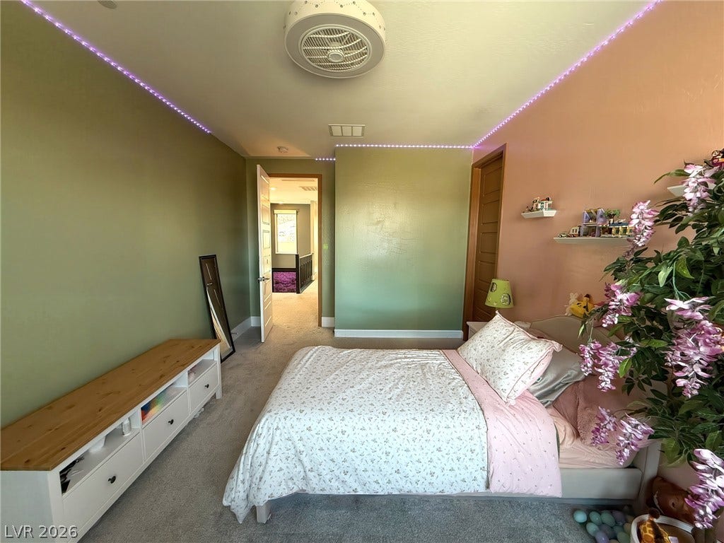 270 Shaded Canyon Drive, Henderson, NV 89012 Plush wall-to-wall carpeting and smooth plaster walls define this comfortable secondary bedroom space.