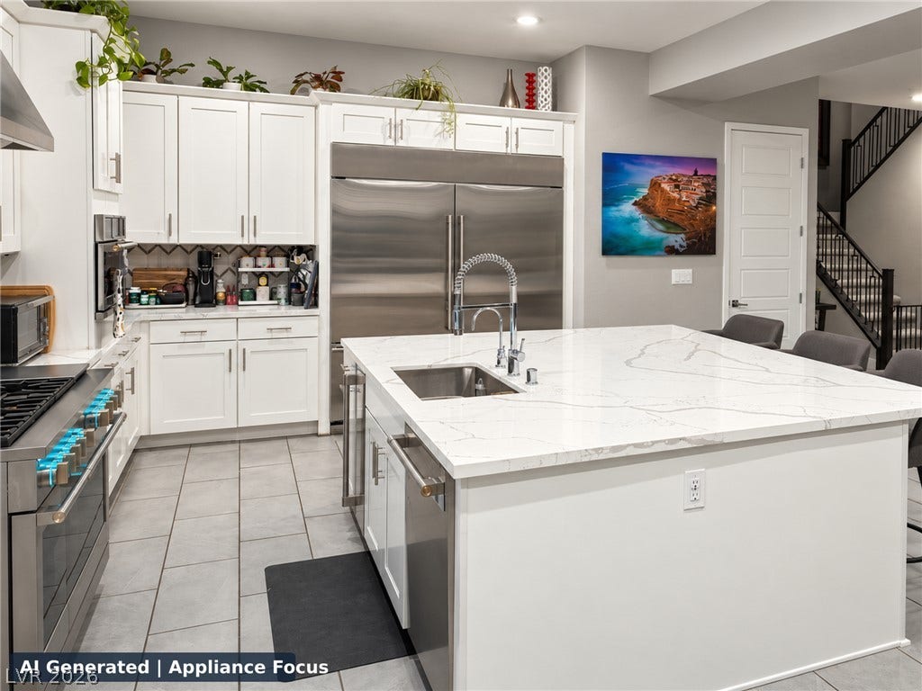270 Shaded Canyon Drive, Henderson, NV 89012 Gleaming stone countertops and stainless steel appliances anchor this modern culinary space.