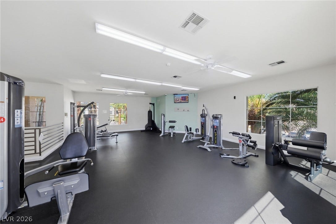 7139 S Durango Drive, #110, Las Vegas, NV 89113 Generous windows fill this spacious exercise space with natural light.