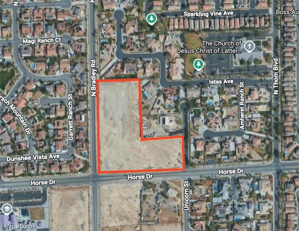 8460 Bradley Road, Las Vegas, NV 89131 An aerial overview outlines the boundaries of this residential development site.