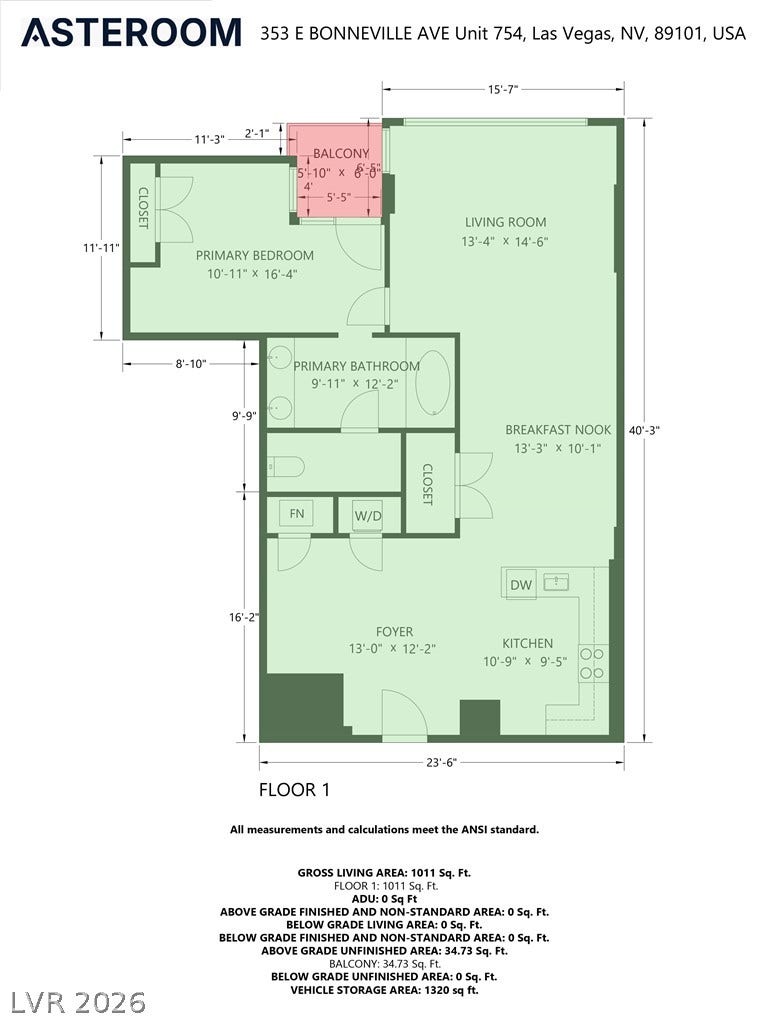 353 E Bonneville Avenue, #754, Las Vegas, NV 89101 Floor Plan