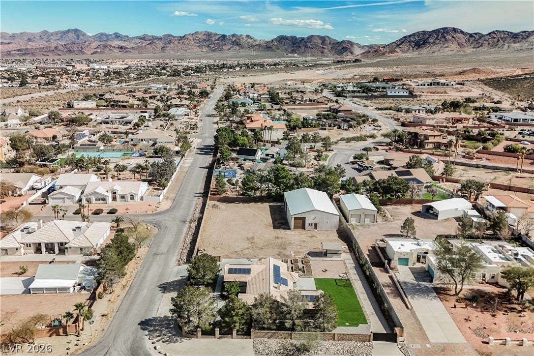 601 Sandy Drive, Henderson, NV 89002 Rugged desert mountains frame this expansive neighborhood landscape beneath a wide blue sky.