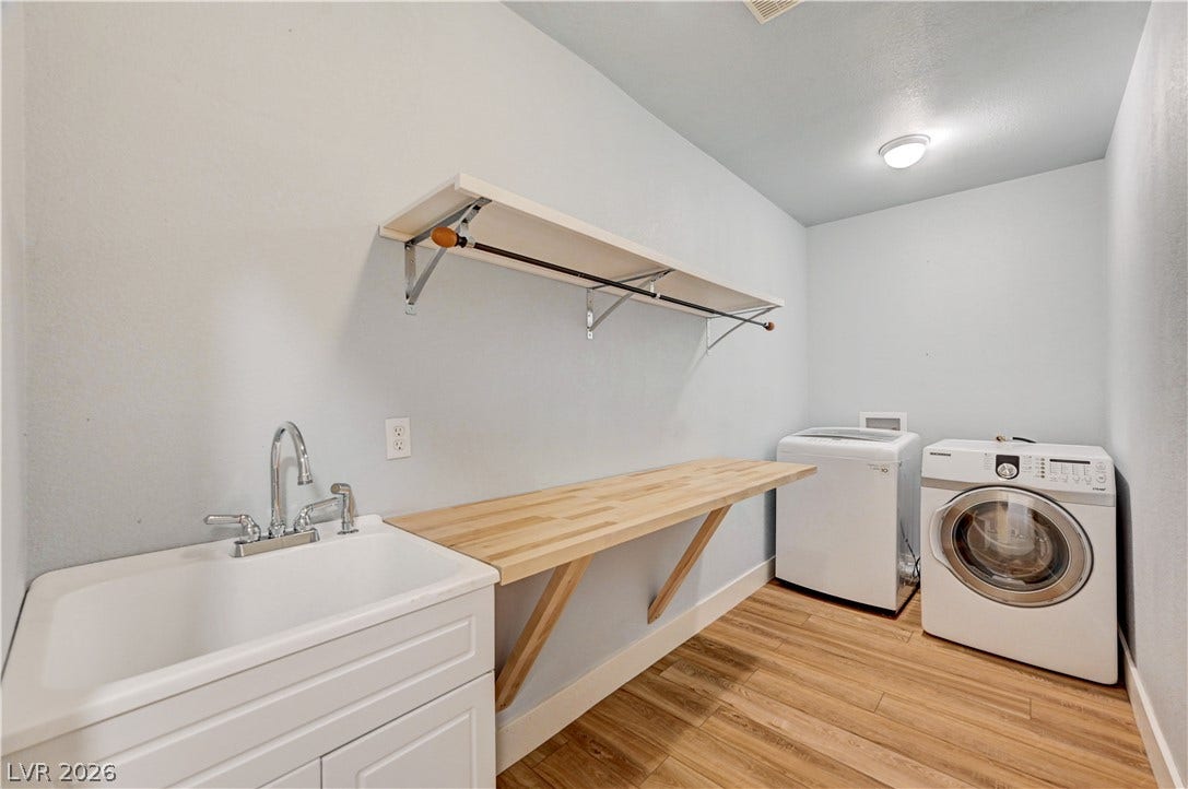 8908 Sheep Ranch Court, Las Vegas, NV 89143 An organized utility space highlights durable wood-look flooring and a functional built-in folding counter.