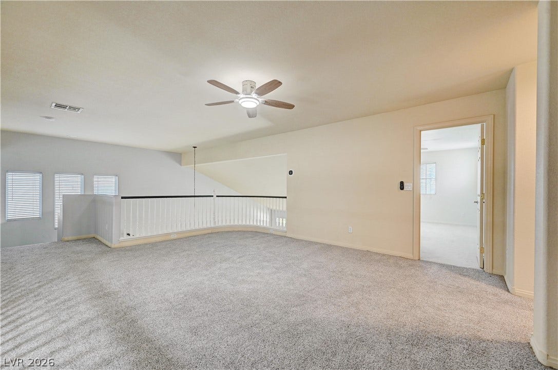 8908 Sheep Ranch Court, Las Vegas, NV 89143 Plush wall-to-wall carpeting and neutral walls define this versatile upper-level loft space.