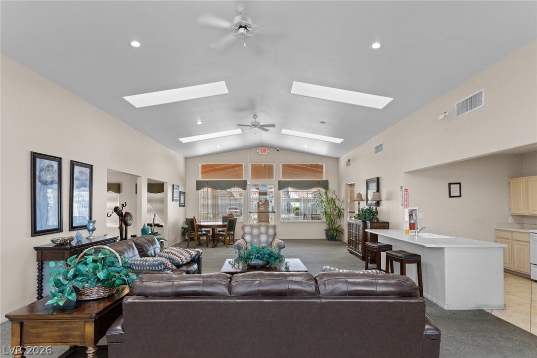 855 N Stephanie Street, #2615, Henderson, NV 89014 Natural light pours through multiple skylights set into the high vaulted ceiling.