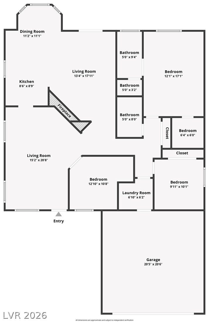 409 Groft Way, Henderson, NV 89015 A detailed layout illustrates the spacious flow of this single-story residential floor plan.