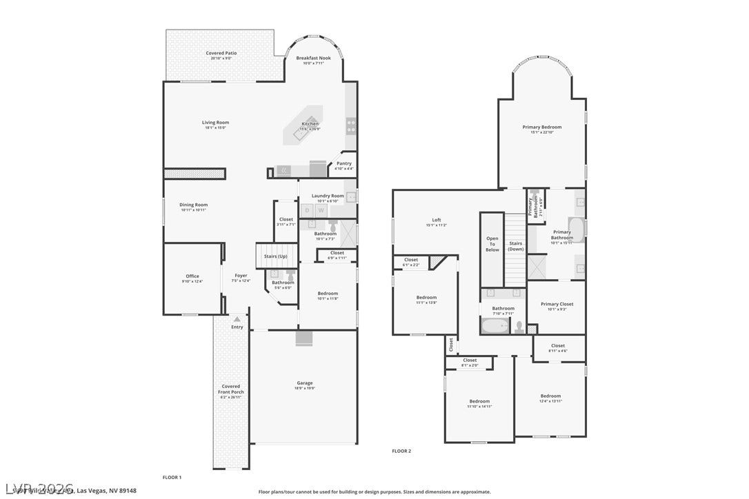 9490 Wild Valley Avenue, Las Vegas, NV 89148 A detailed layout illustrates the functional flow across two floors of this spacious home.