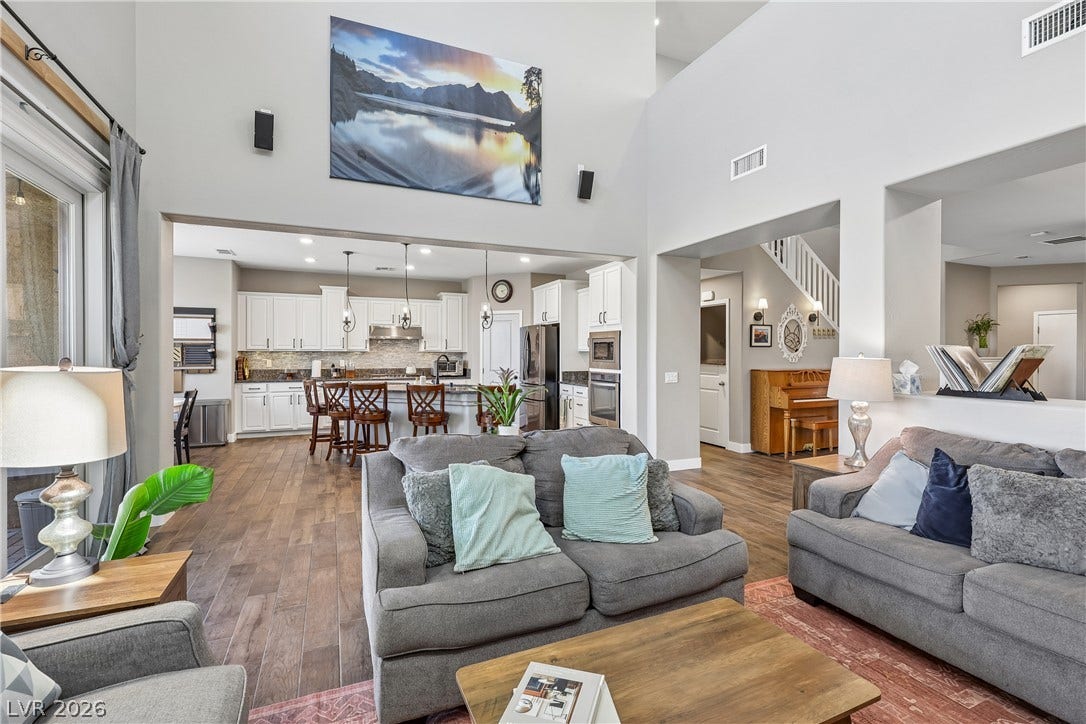 9490 Wild Valley Avenue, Las Vegas, NV 89148 A spacious layout connects the airy living area directly to the kitchen.
