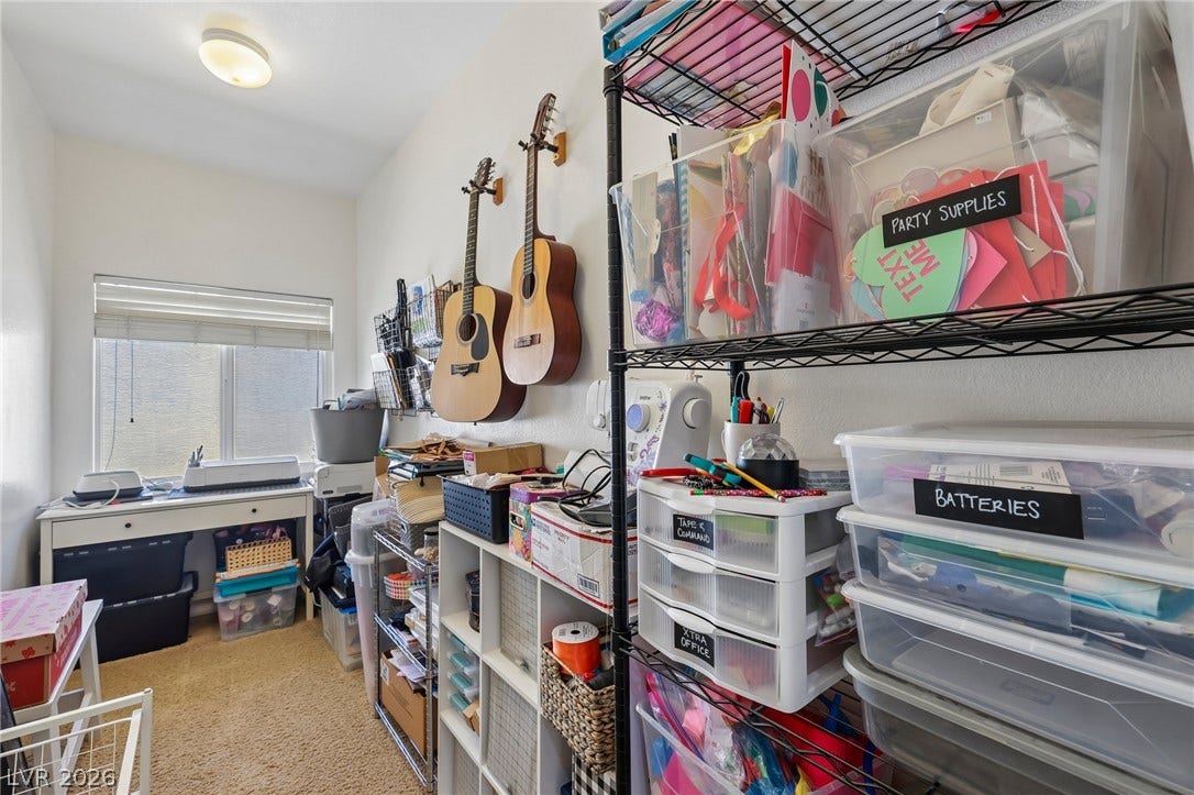 A dedicated home office provides a private, organized workspace for productivity.