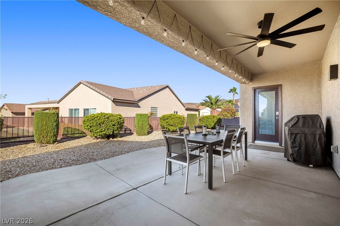 2432 Anderson Park Drive, Henderson, NV 89044 A spacious covered concrete patio transitions seamlessly into the gravel backyard.