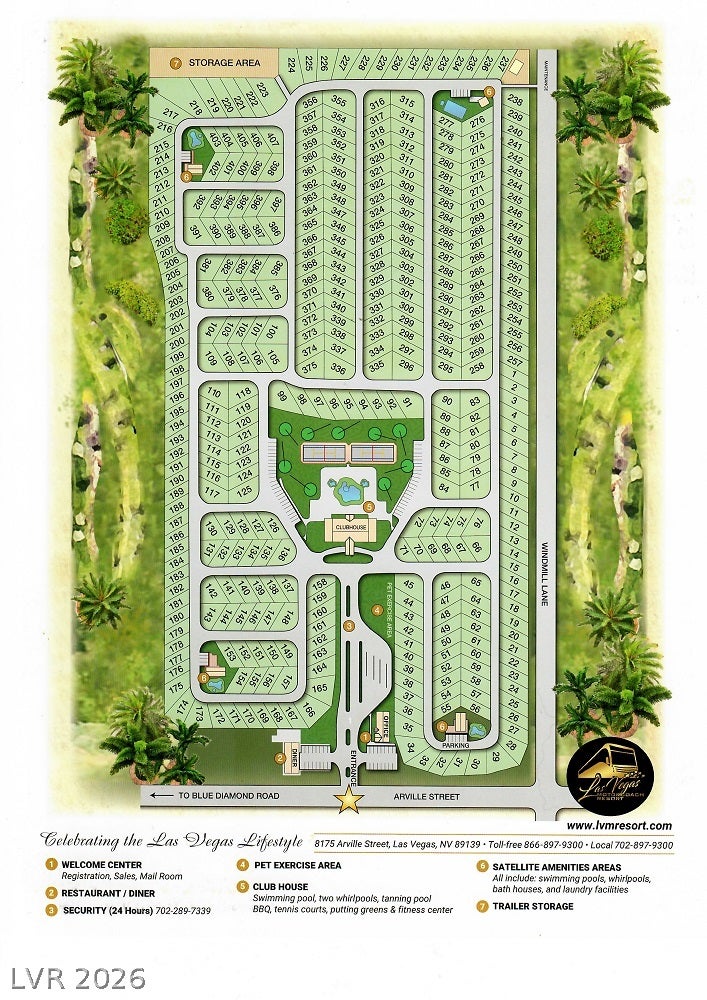 8175 Arville Street, #203, Las Vegas, NV 89139 An illustrated site map outlines the community layout and amenity locations.