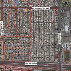 5112 W Overland Avenue, Las Vegas, NV 89107 Aerial view mapping reveals the property's prime location with convenient access to major thoroughfares.