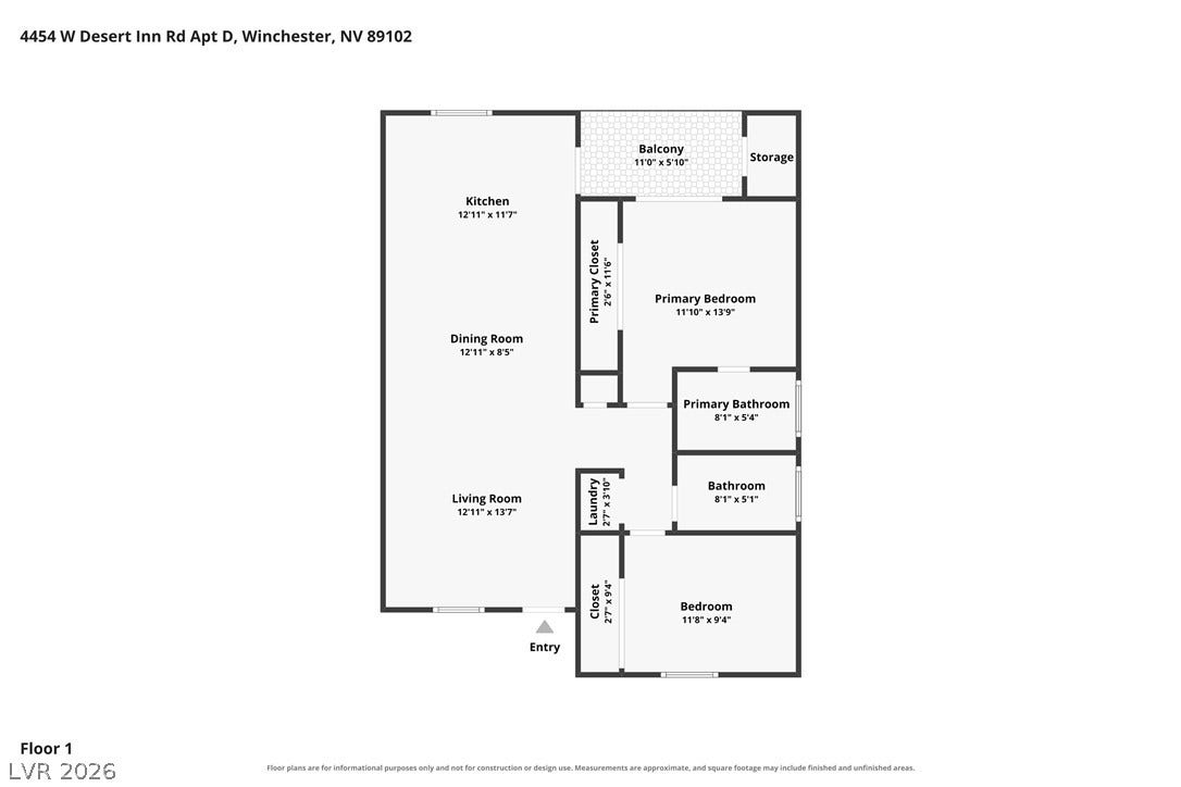 4454 W Desert Inn Road, #D, Las Vegas, NV 89102 An intuitive and well-organized floor plan details the layout of this comfortable residence.