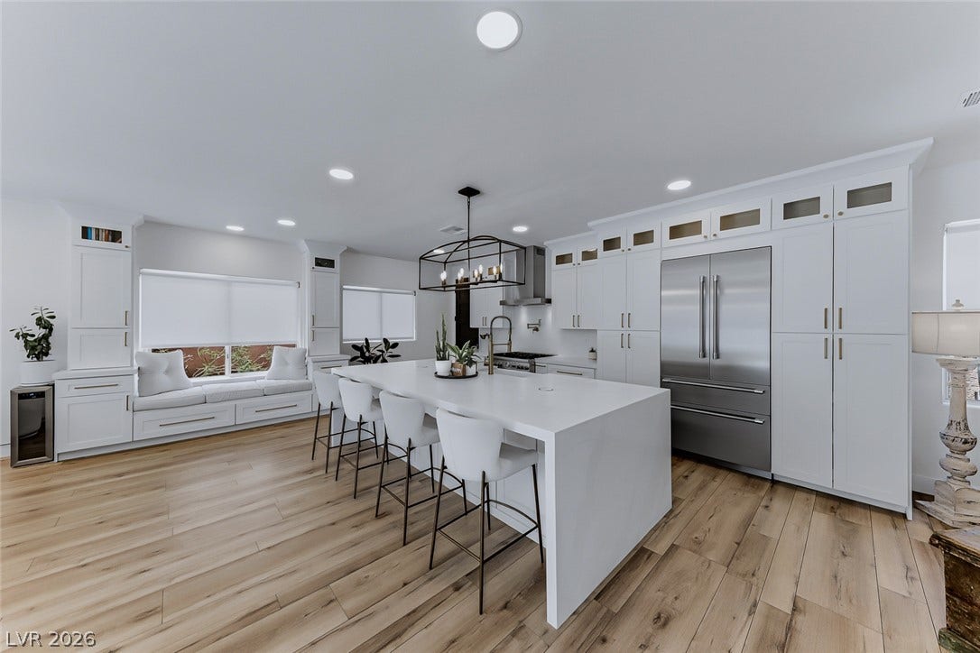 2601 Arimo Drive, Henderson, NV 89052 Clean lines and a spacious waterfall island define this gourmet culinary space.
