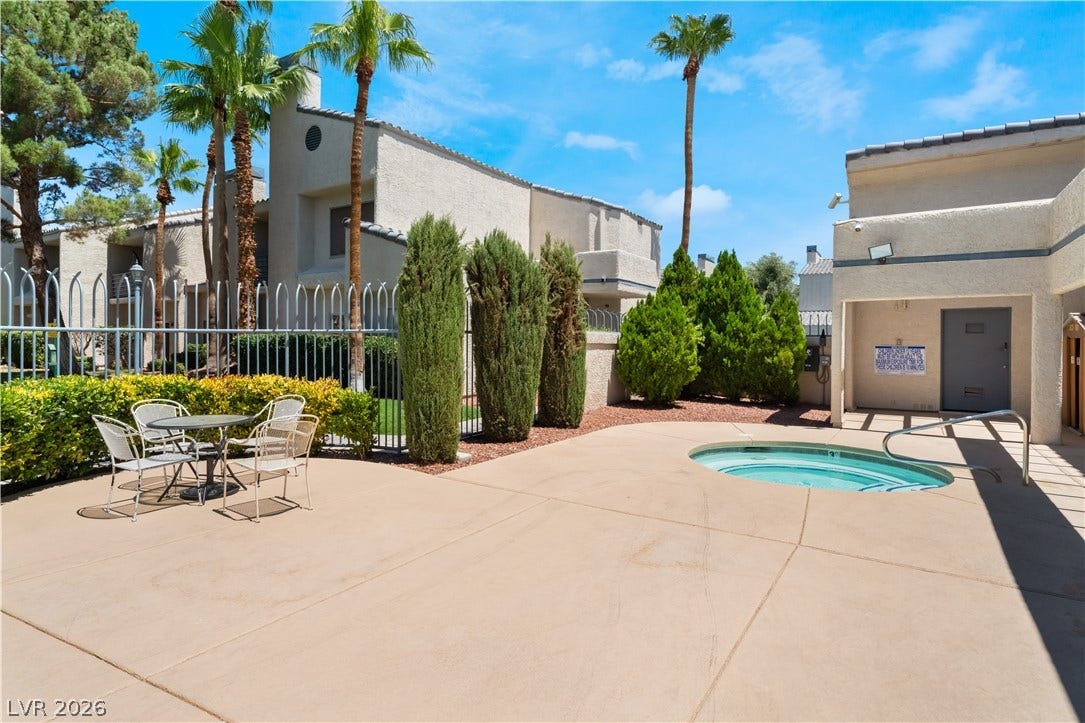 6250 W Flamingo Road, #37, Las Vegas, NV 89103 Lush landscaping surrounds the outdoor spa, offering a tranquil escape for residents.