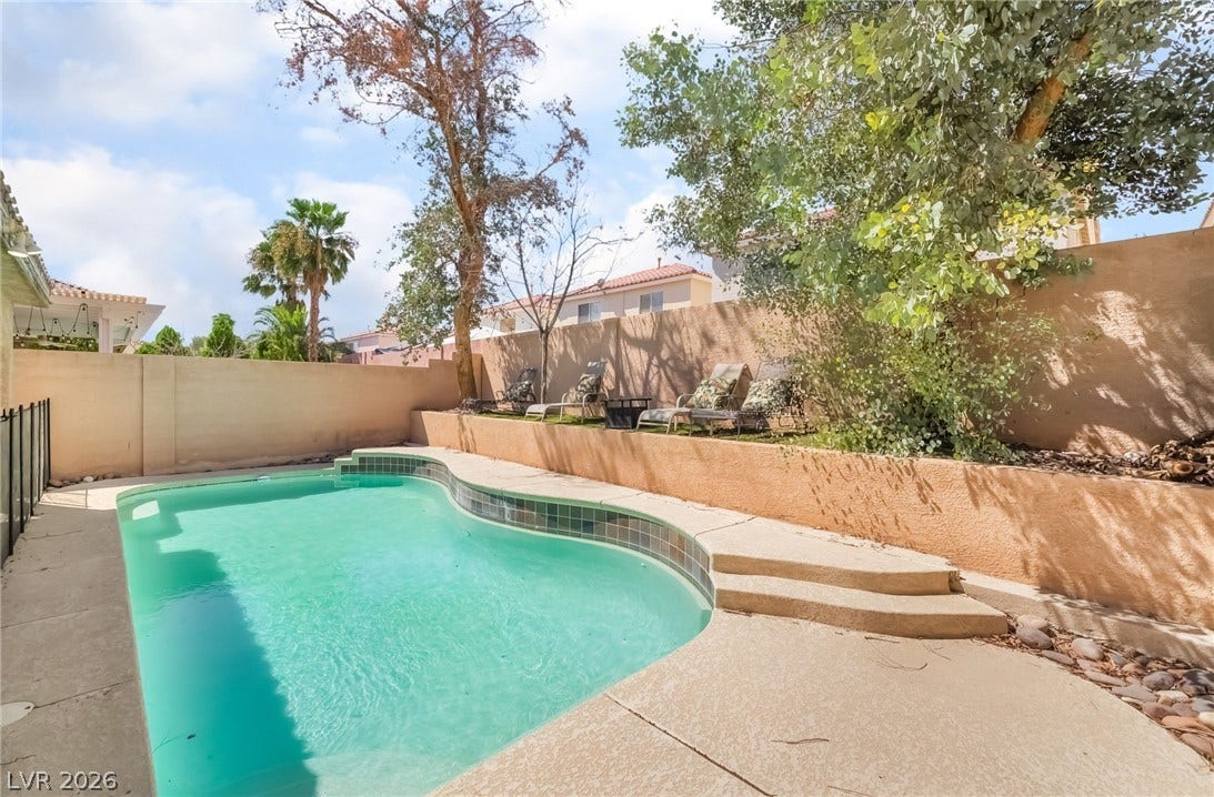 View of swimming pool featuring a patio area and a fenced backyard