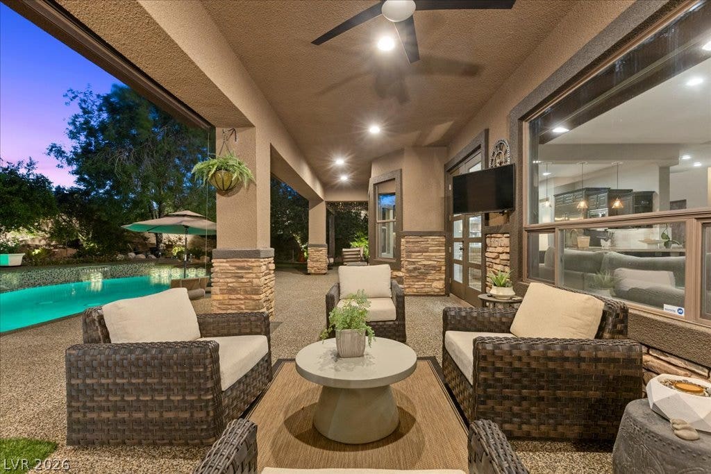 2985 American River Lane, Las Vegas, NV 89135 Outdoor oasis designed for relaxation and entertaining.