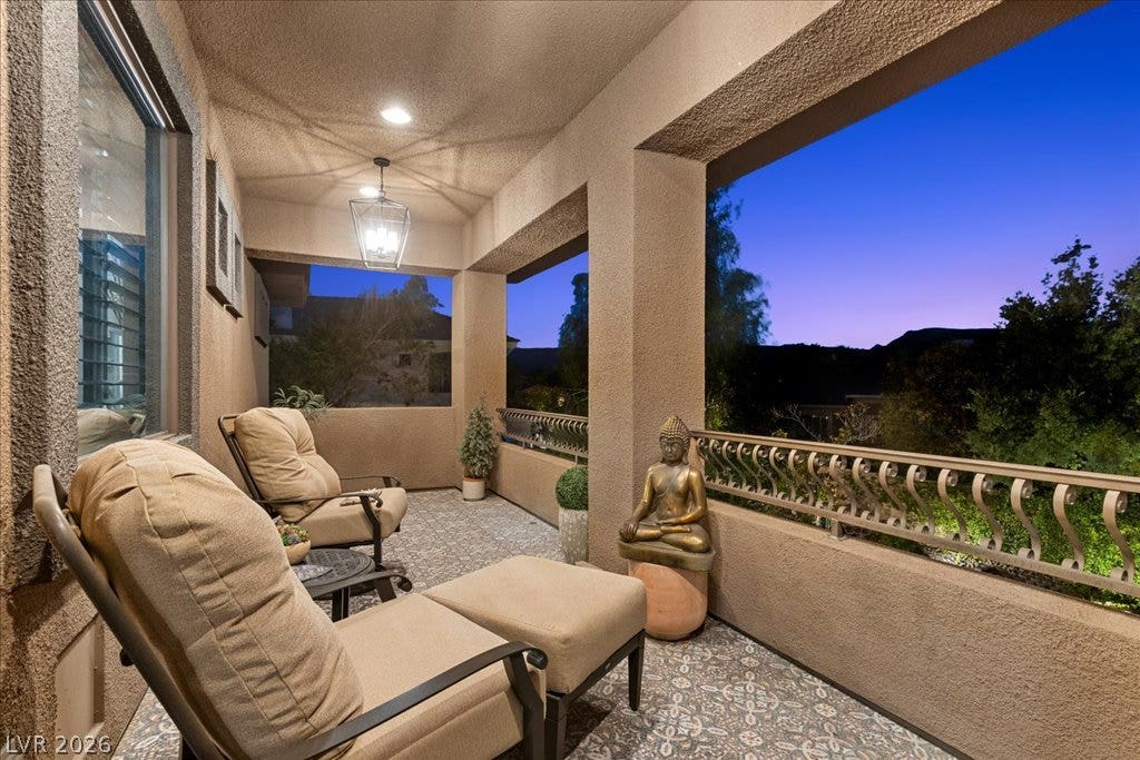2985 American River Lane, Las Vegas, NV 89135 Covered patio designed for comfort and relaxation.
