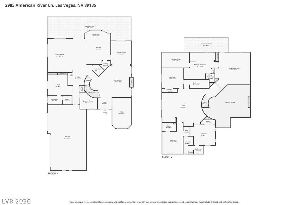 2985 American River Lane, Las Vegas, NV 89135 Detailed floor plans highlight the residence's design.