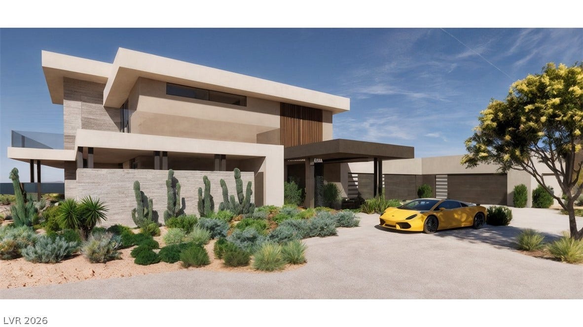 7 Chisel Crest Court, Henderson, NV 89012 Bold geometric lines and desert landscaping define the striking facade of this contemporary estate.