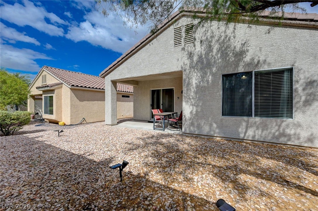 2851 Sapphire Desert Drive, Henderson, NV 89052 A covered back patio overlooks the low-maintenance desert landscaping.