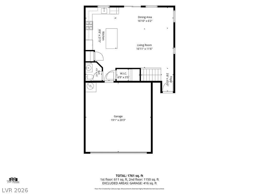 An organized floor plan outlines the spatial layout and dimensions of the home.