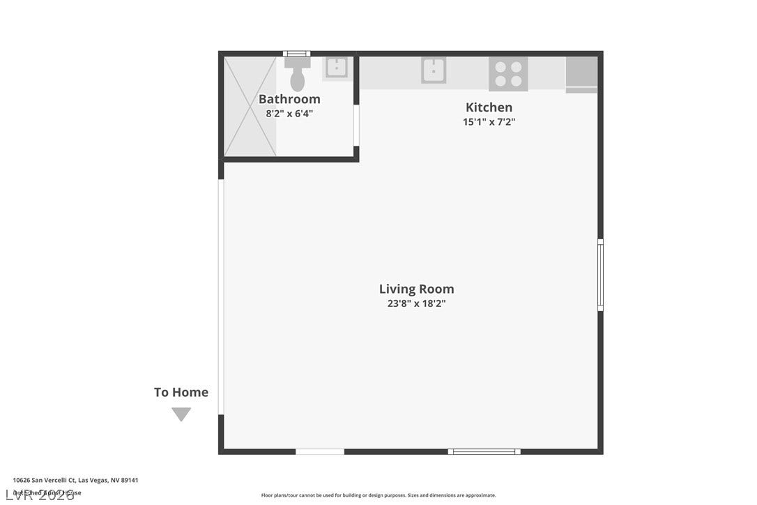 10626 San Vercelli Court, Las Vegas, NV 89141 An illustrative floor plan details the layout of the detached guest house.