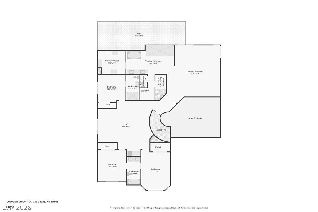 10626 San Vercelli Court, Las Vegas, NV 89141 A detailed layout illustrating the flow of the upper-level living areas and bedrooms.