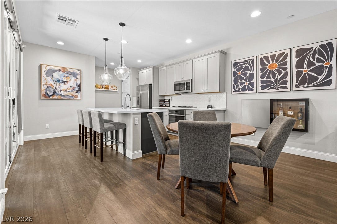 44 Kimberlite Drive, Henderson, NV 89011 This upgraded kitchen features sleek countertops and modern appliances, creating a highly functional and inviting atmosphere.