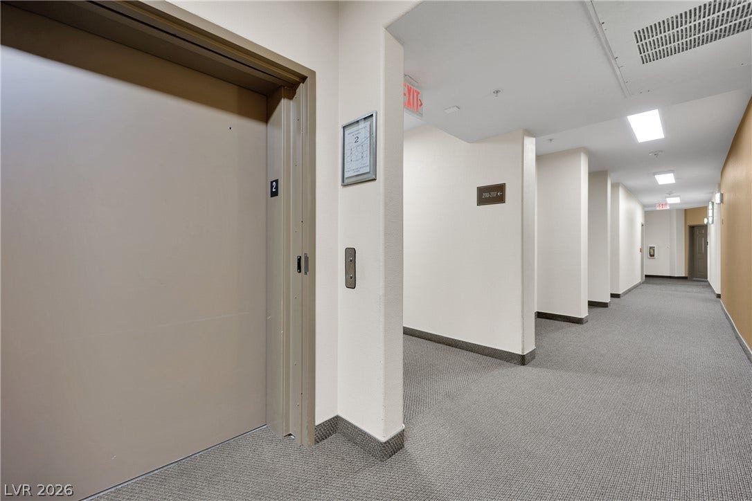 8777 W Maule Avenue, #2109, Las Vegas, NV 89148 An elevator provides easy access directly to this clean, carpeted corridor.