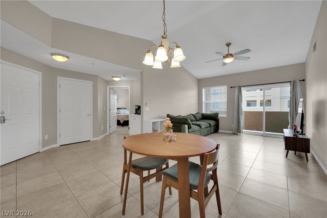 8777 W Maule Avenue, #2109, Las Vegas, NV 89148 Vaulted ceilings and durable tile flooring highlight this airy open concept floorplan.