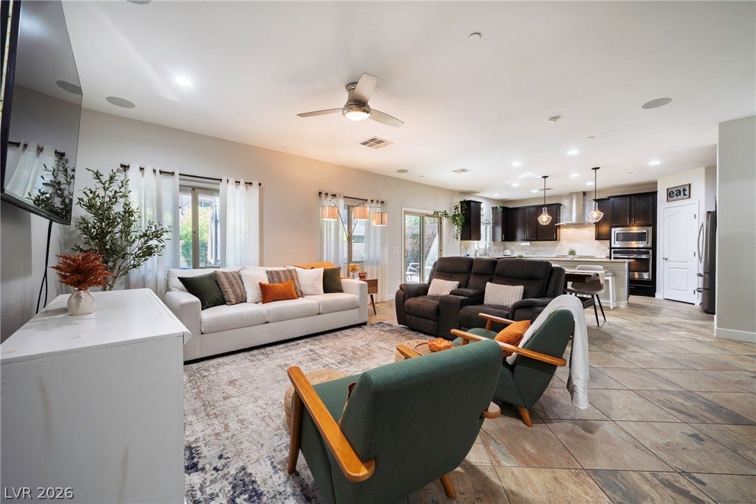 152 Dunblane Street, Henderson, NV 89012 An open layout connects the spacious living area directly to the kitchen.