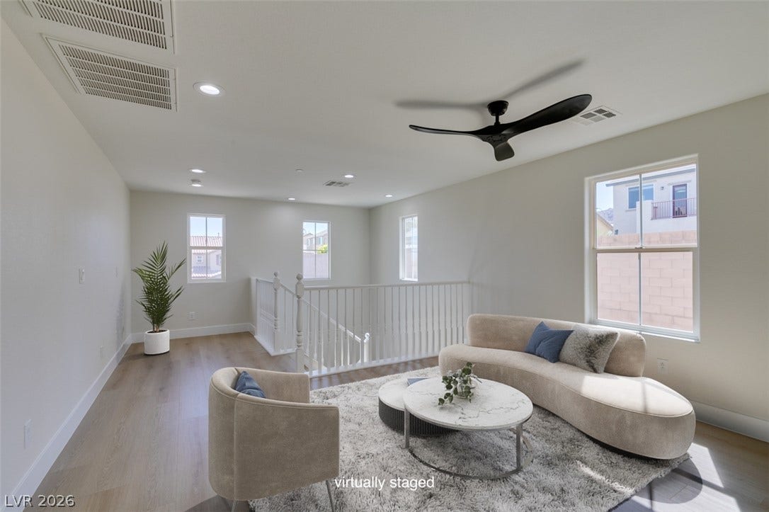 197 Sicily Hills Court, Henderson, NV 89012 Smooth wood floors and recessed lighting enhance this versatile upper-level loft area.
